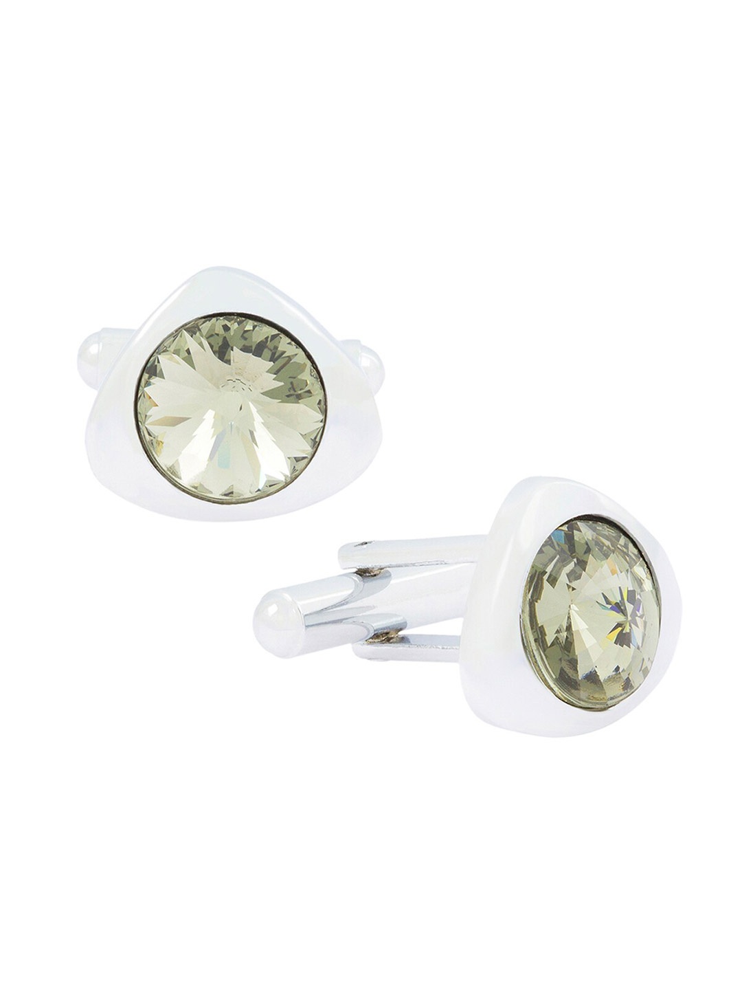 

ZIVOM Men Geometric Crystal Cufflink, Silver