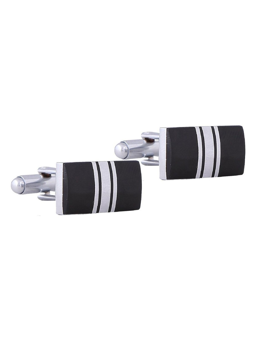 

ZIVOM Striped Rectangle Formal Cufflink, Silver