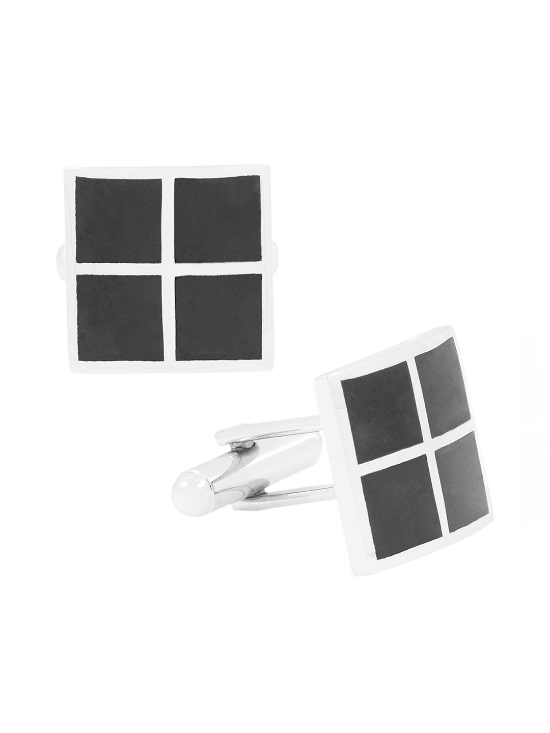 

ZIVOM Checked Square Formal Cufflink, Silver