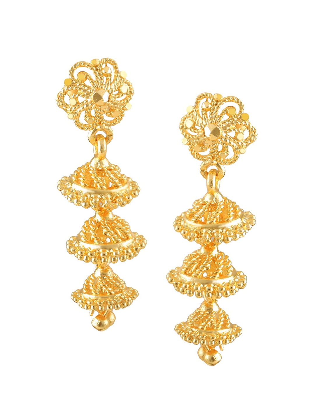 

Vighnaharta Gold-Plated Floral Drop Earrings