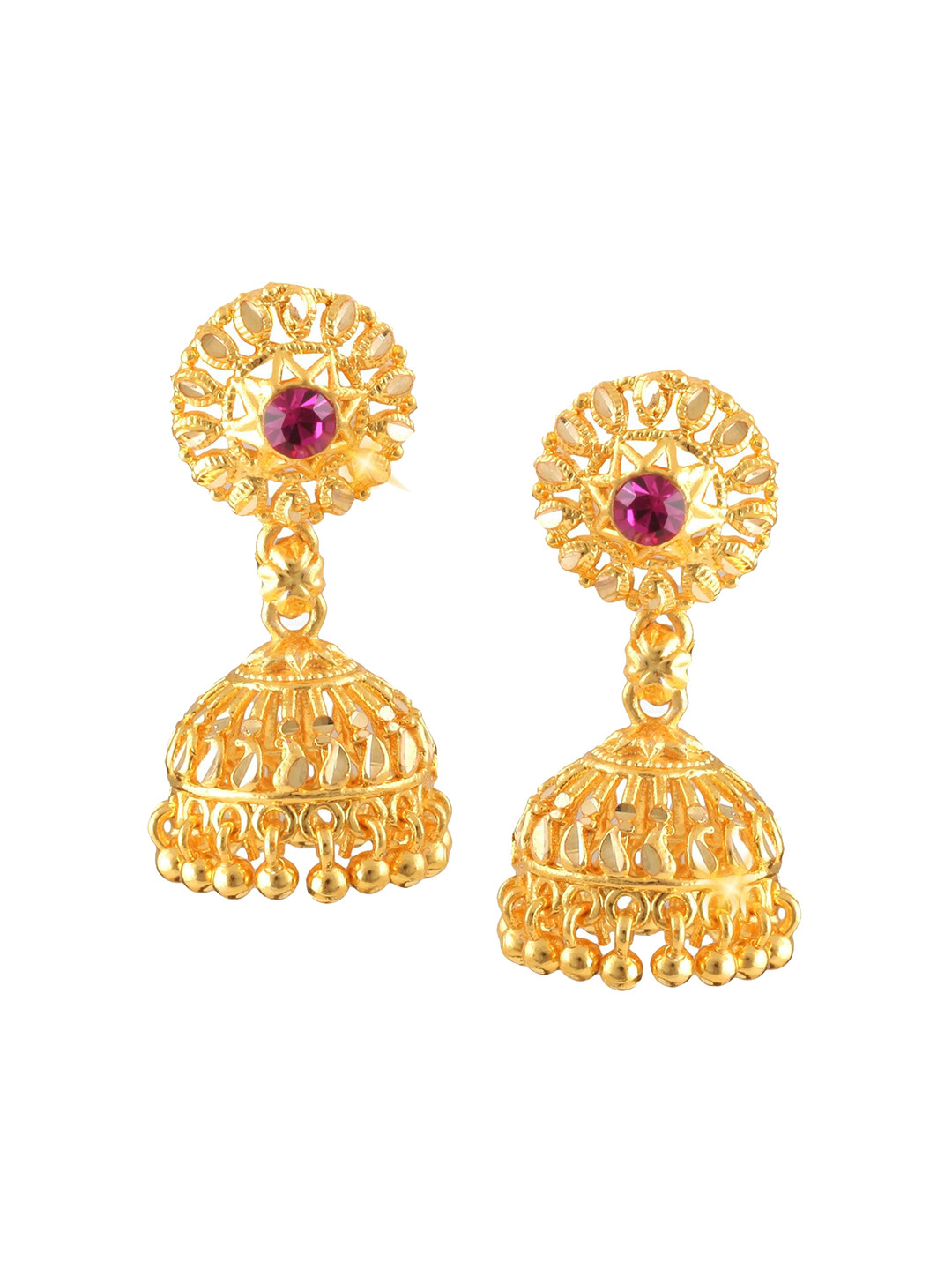 

Vighnaharta Gold-Plated Dome Shaped Jhumkas Earrings