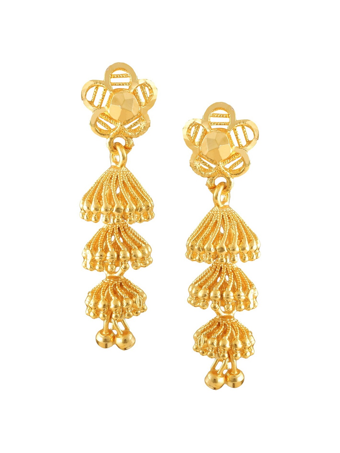Vighnaharta Gold-Plated Floral Drop Earrings