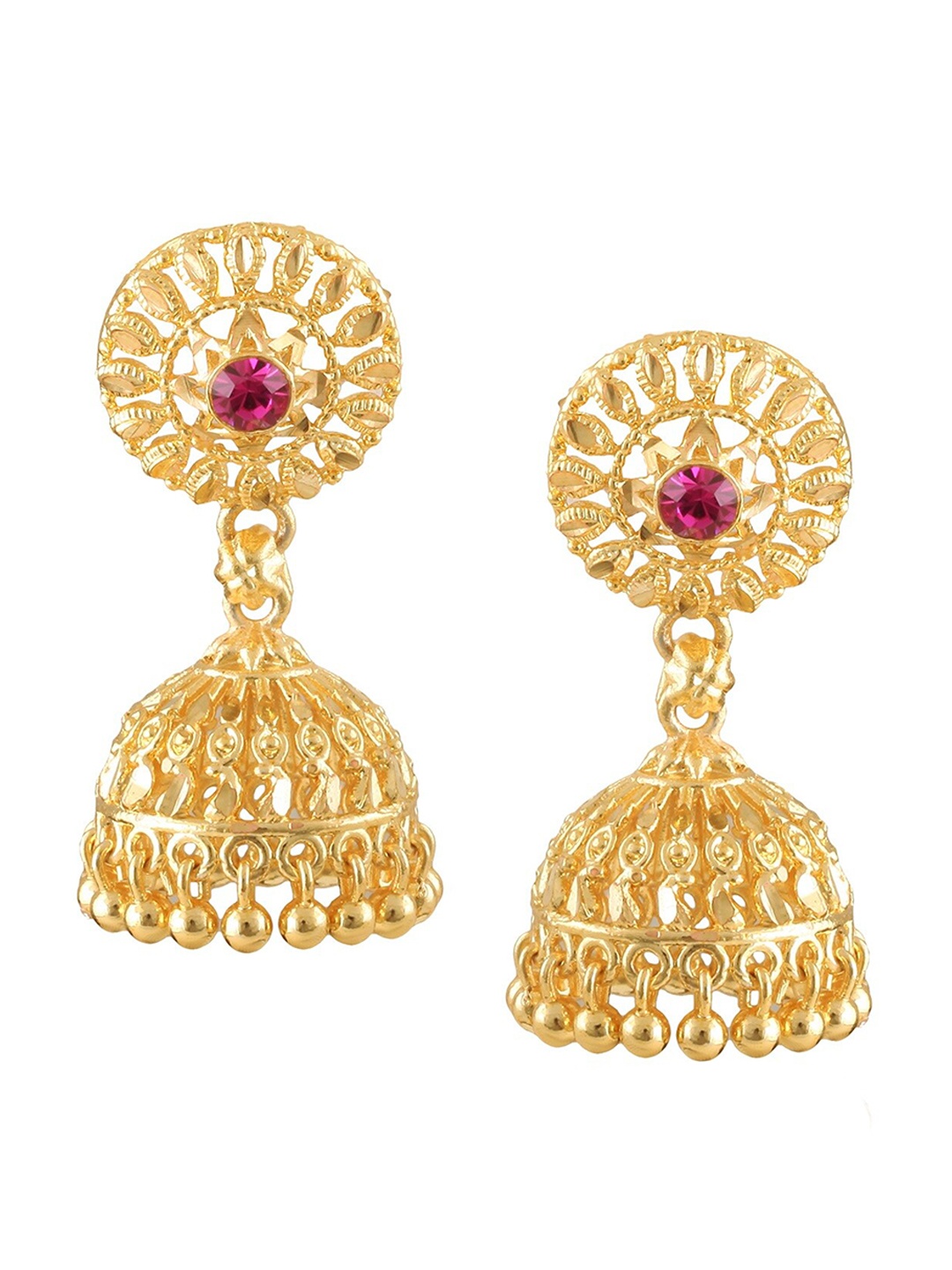 

Vighnaharta Gold-Plated Floral Jhumkas Earrings