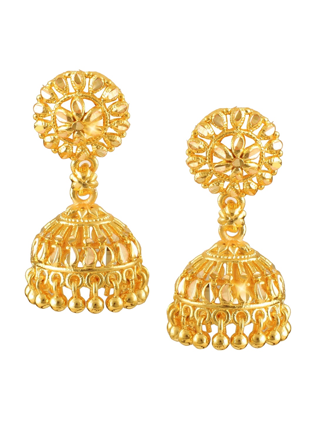 

Vighnaharta Gold-Plated Floral Jhumkas Earrings