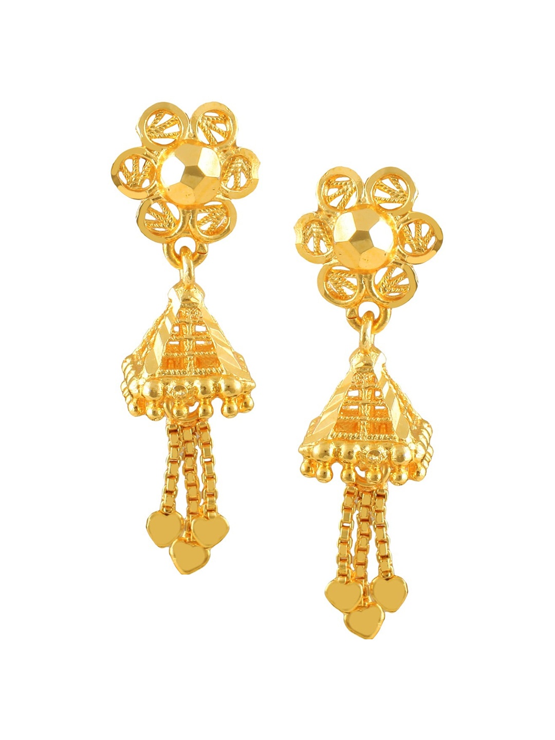 

Vighnaharta Gold-Plated Floral Jhumkas Earrings