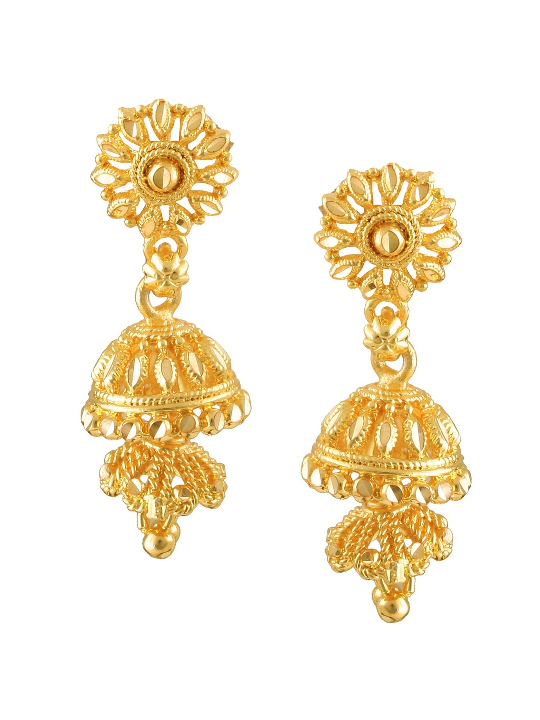 

Vighnaharta Gold-Plated Floral Jhumkas Earrings