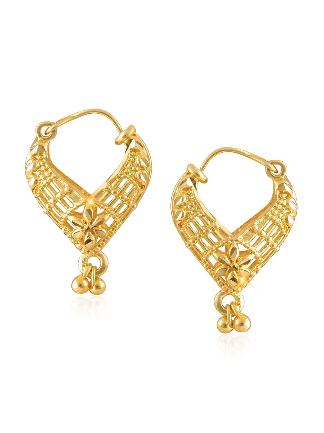 

Vighnaharta Gold-Plated Floral Hoop Earrings