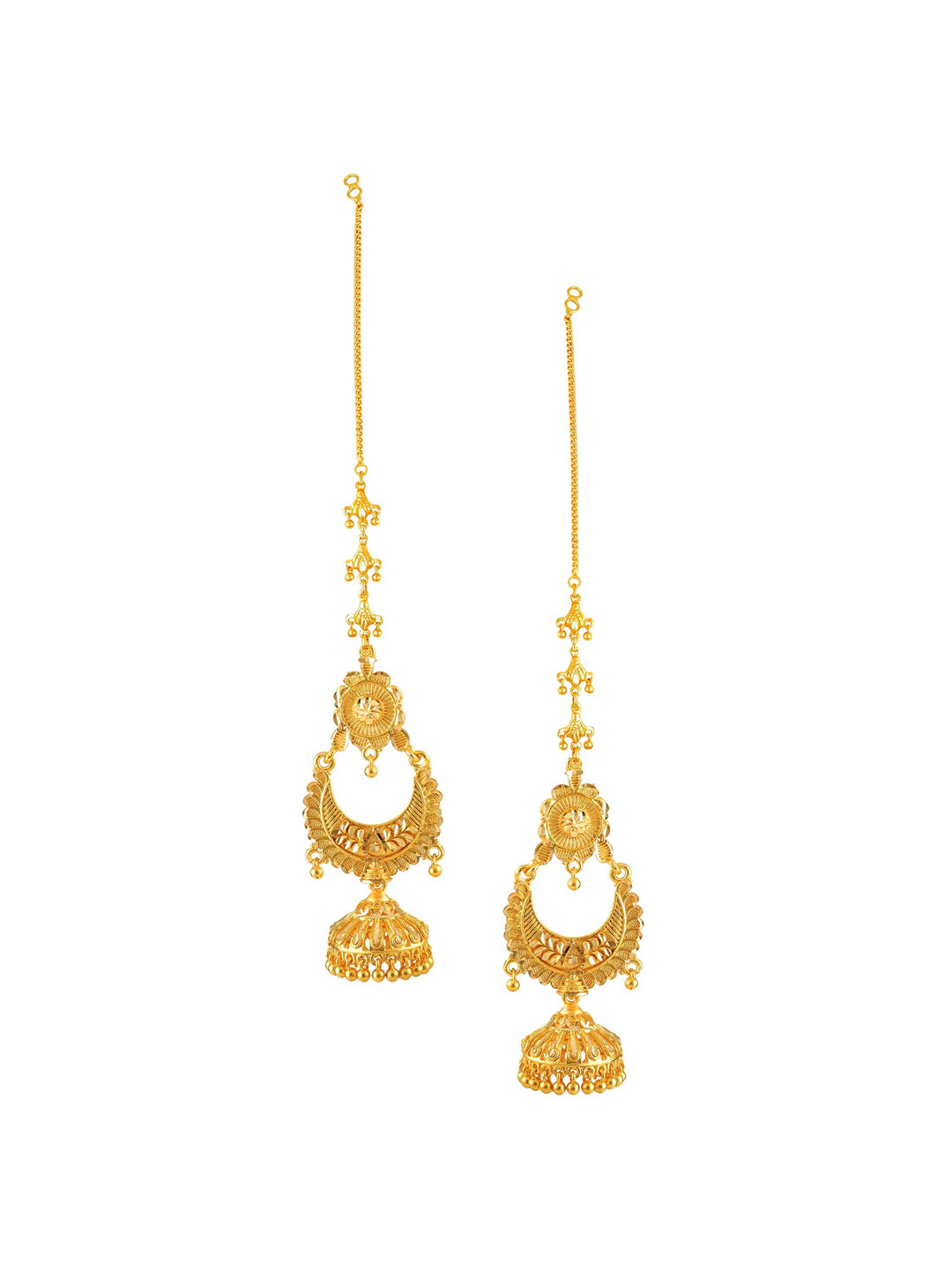 

Vighnaharta Gold-Plated Floral Jhumkas Earrings