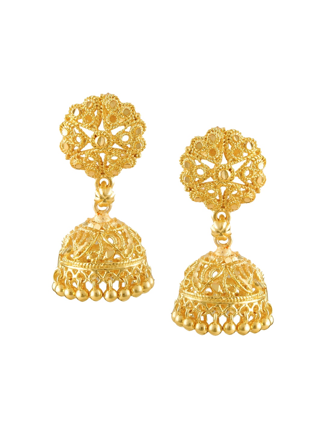 

Vighnaharta Gold-Plated Floral Jhumkas Earrings