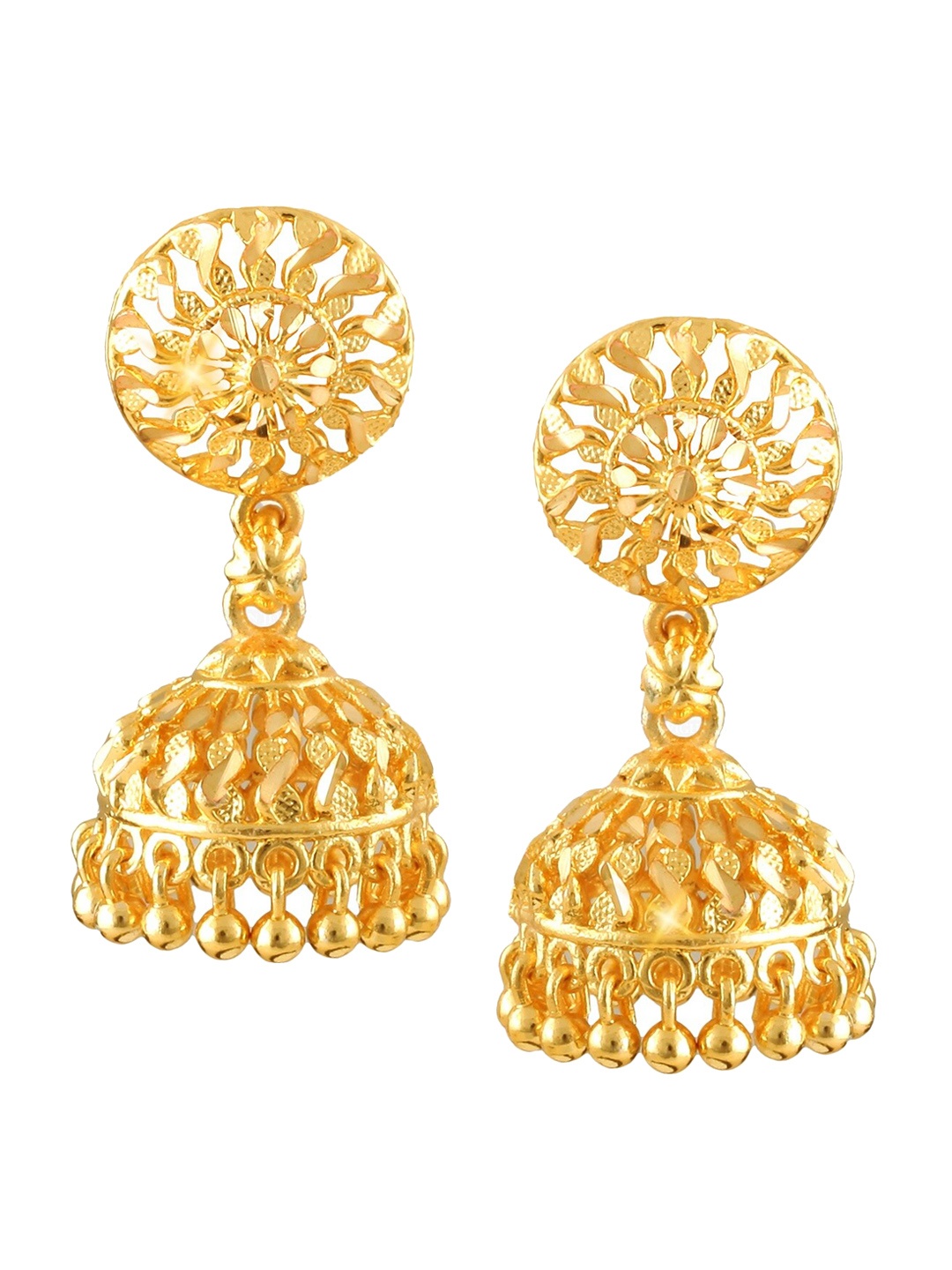 

Vighnaharta Gold-Plated Floral Jhumkas Earrings