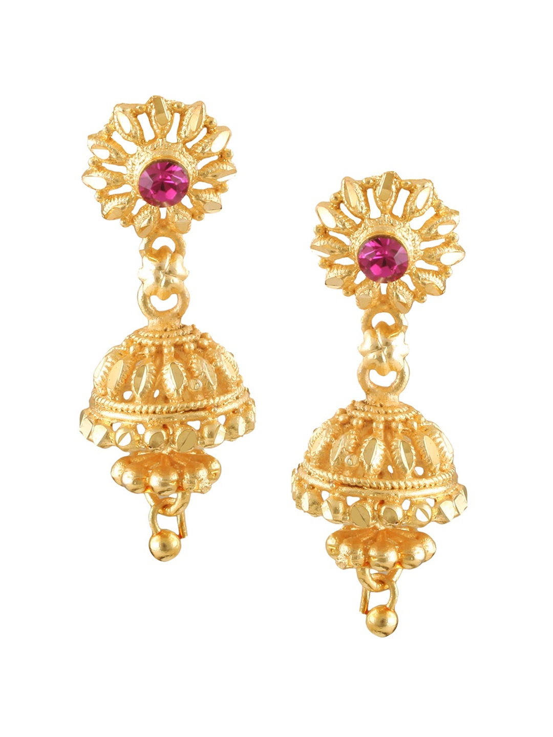 

Vighnaharta Gold-Plated Floral Jhumkas Earrings