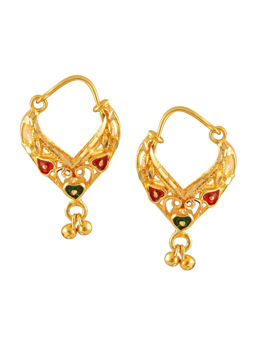 

Vighnaharta Gold-Plated Floral Hoop Earrings