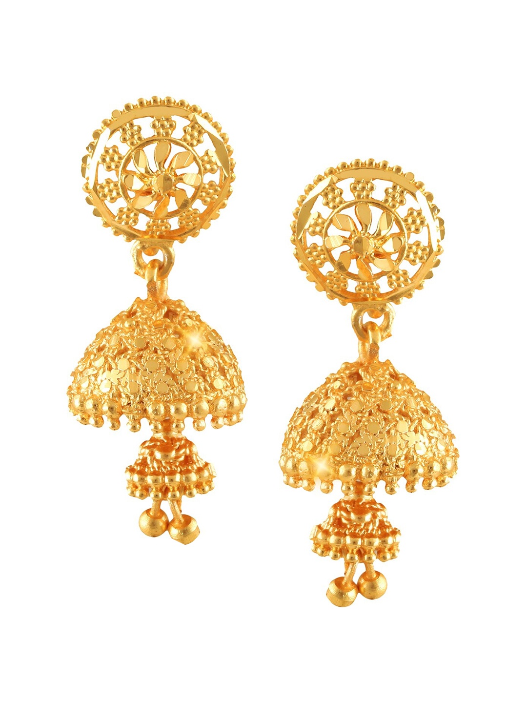 

Vighnaharta Gold-Plated Floral Jhumkas Earrings