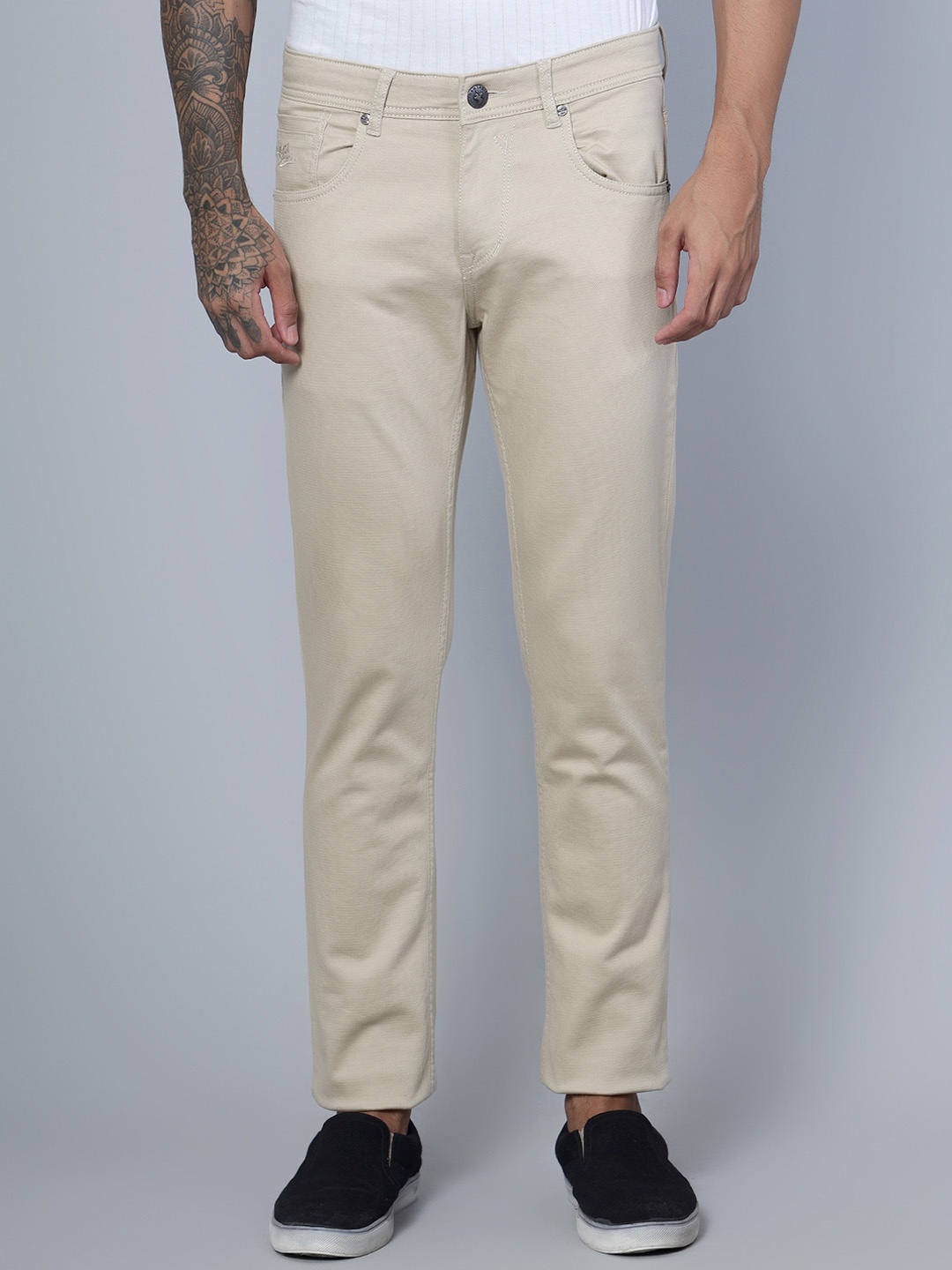 

Cantabil Men Mid-Rise Cotton Chino Trousers, Beige