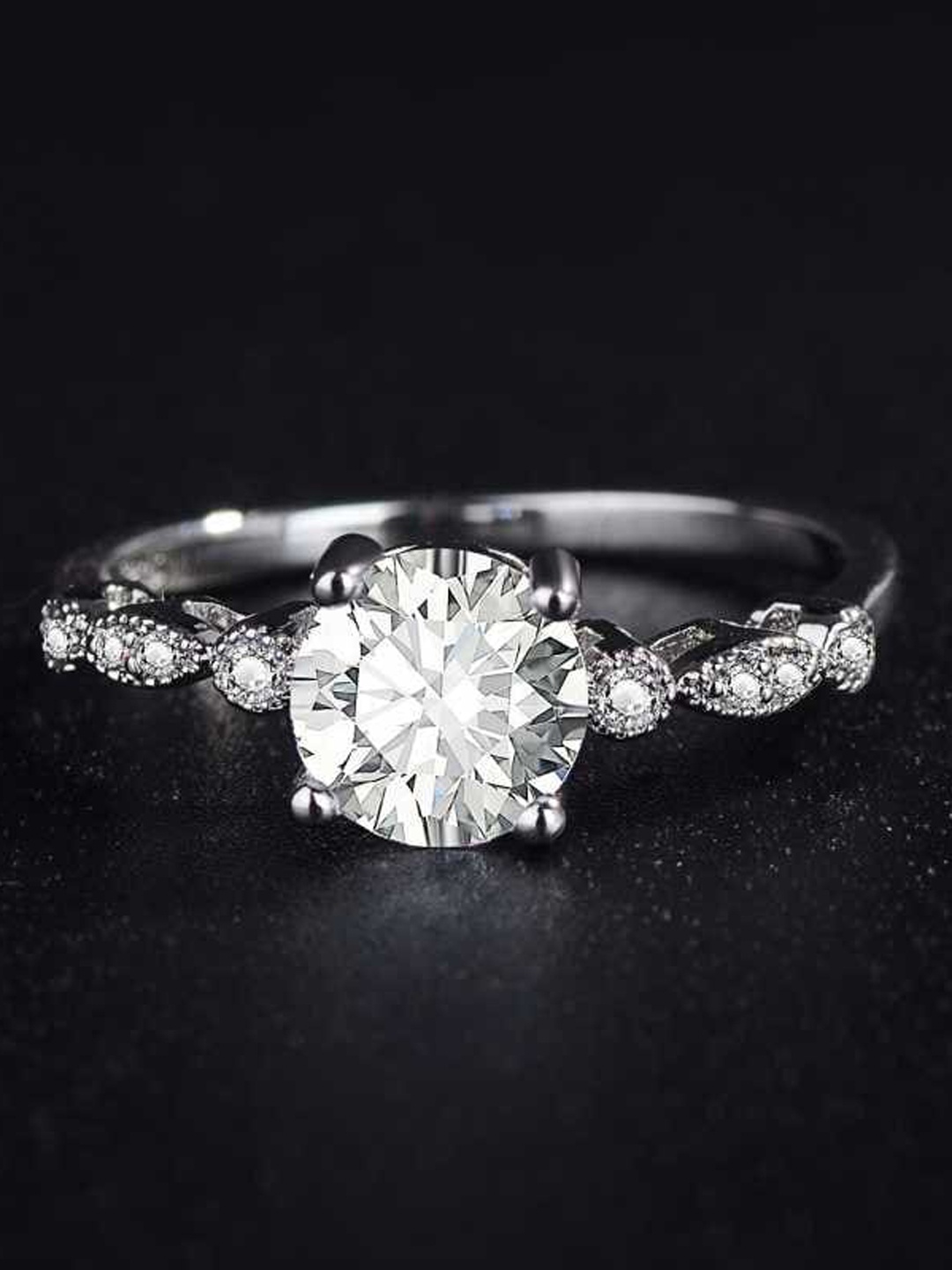

MYKI Silver-Plated Cubic Zirconia-Studded Finger Ring