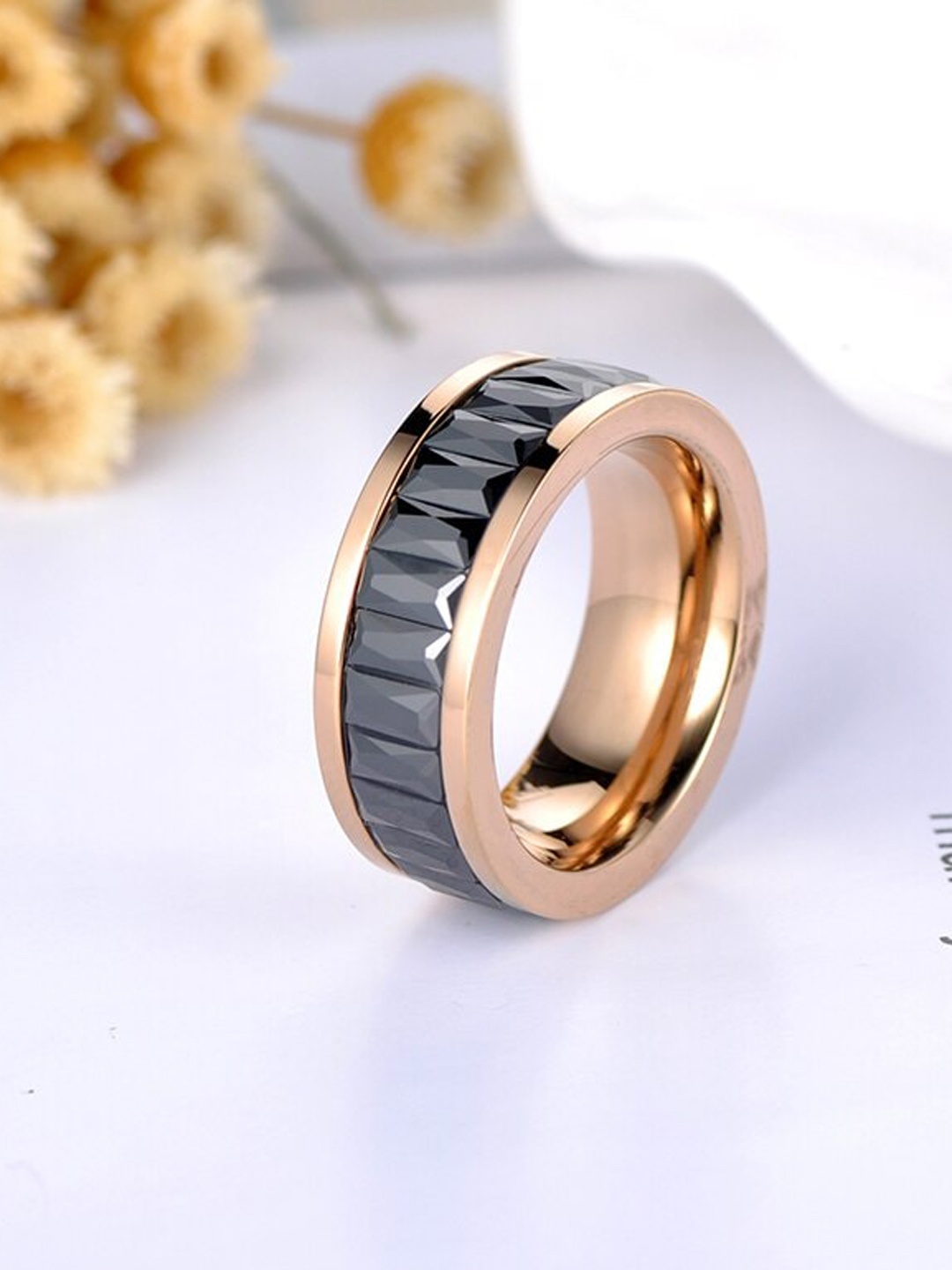 

MYKI Rose Gold-Plated CZ-Studded Finger Ring
