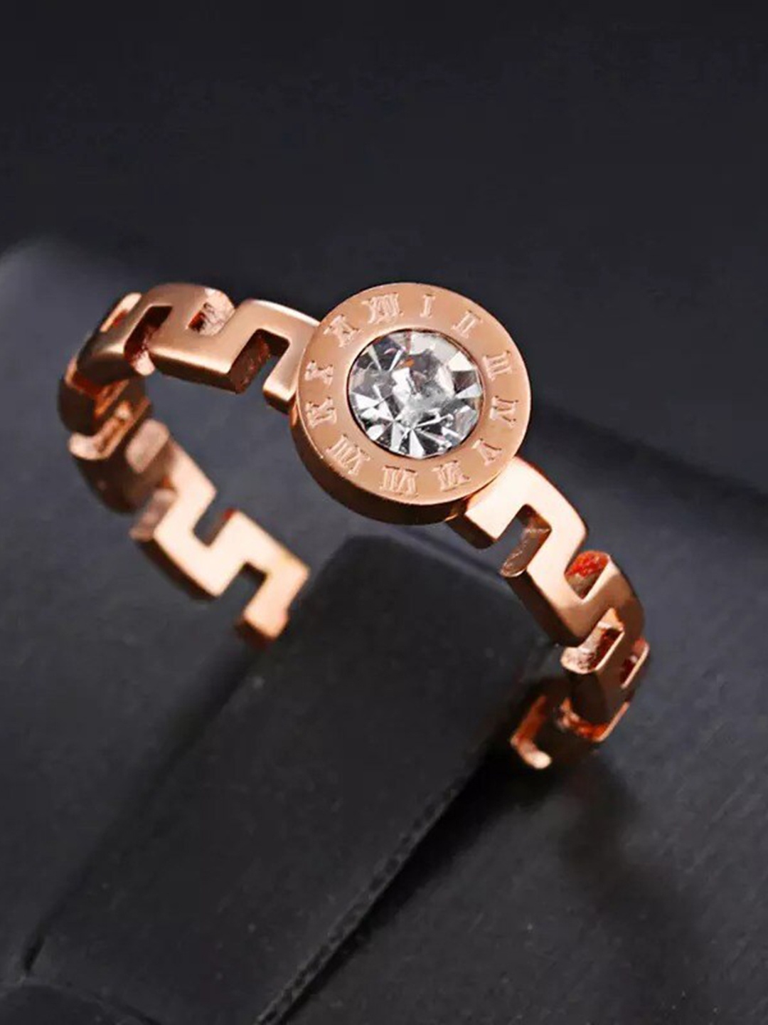 

MYKI Rose Gold-Plated CZ-Studded Finger Ring