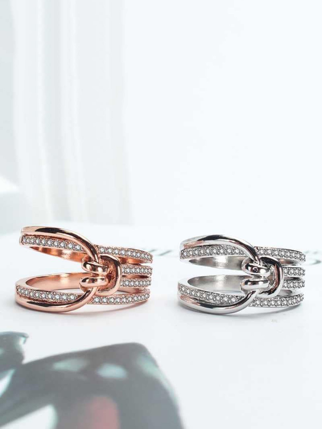 

MYKI Silver-Plated CZ-Studded Finger Ring