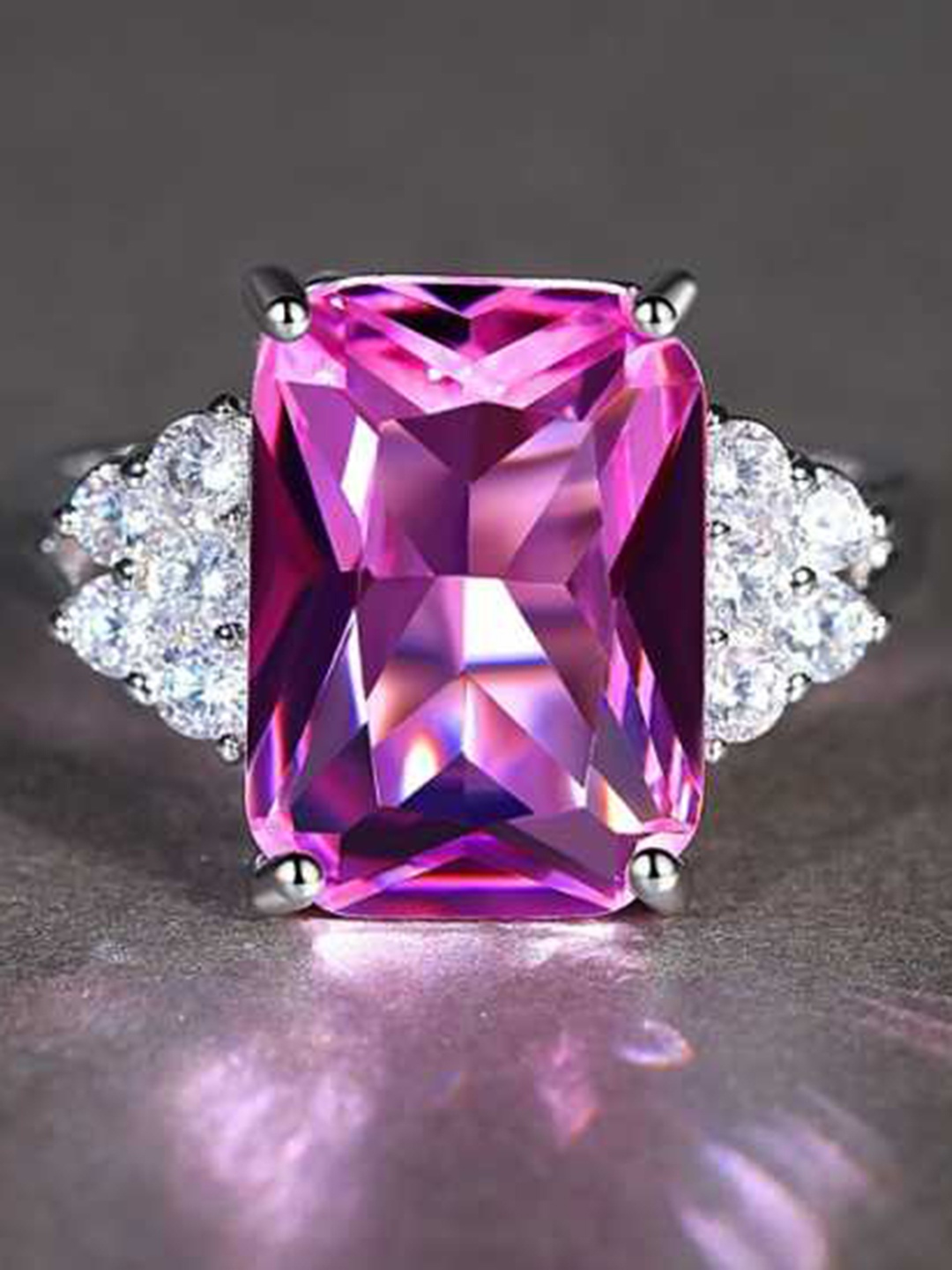 

MYKI Silver-Plated Cubic Zirconia-Studded Finger Ring