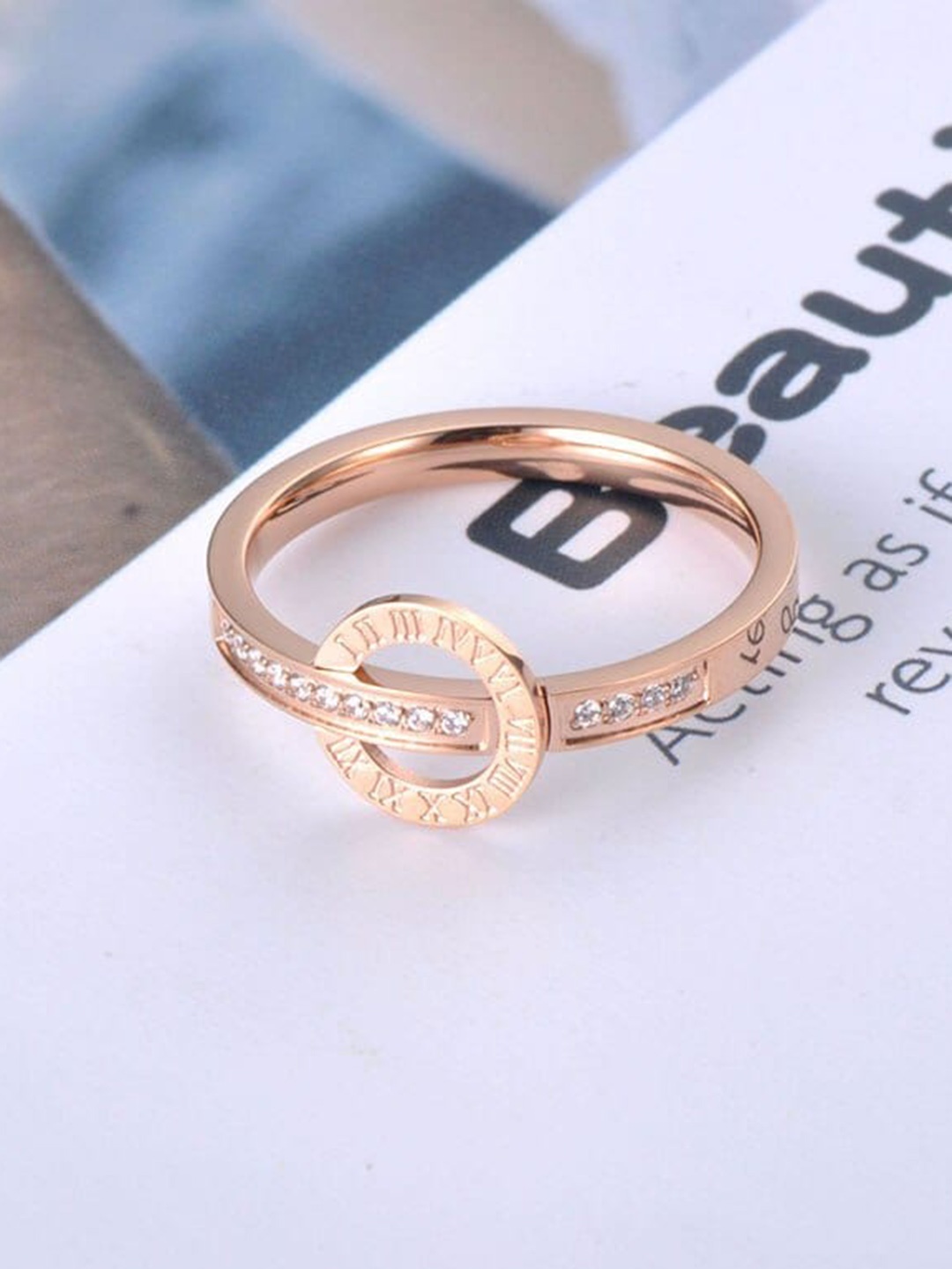 

MYKI Rose Gold-Plated Cubic Zirconia-Studded Finger Rings