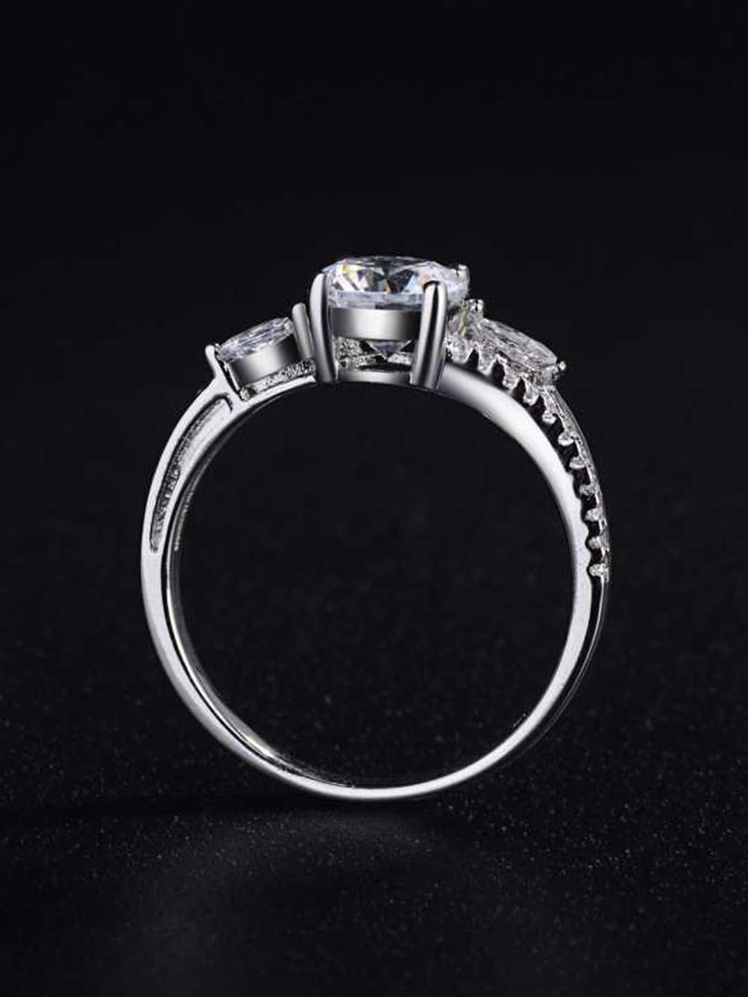 

MYKI Silver-Plated CZ-Studded Finger Ring