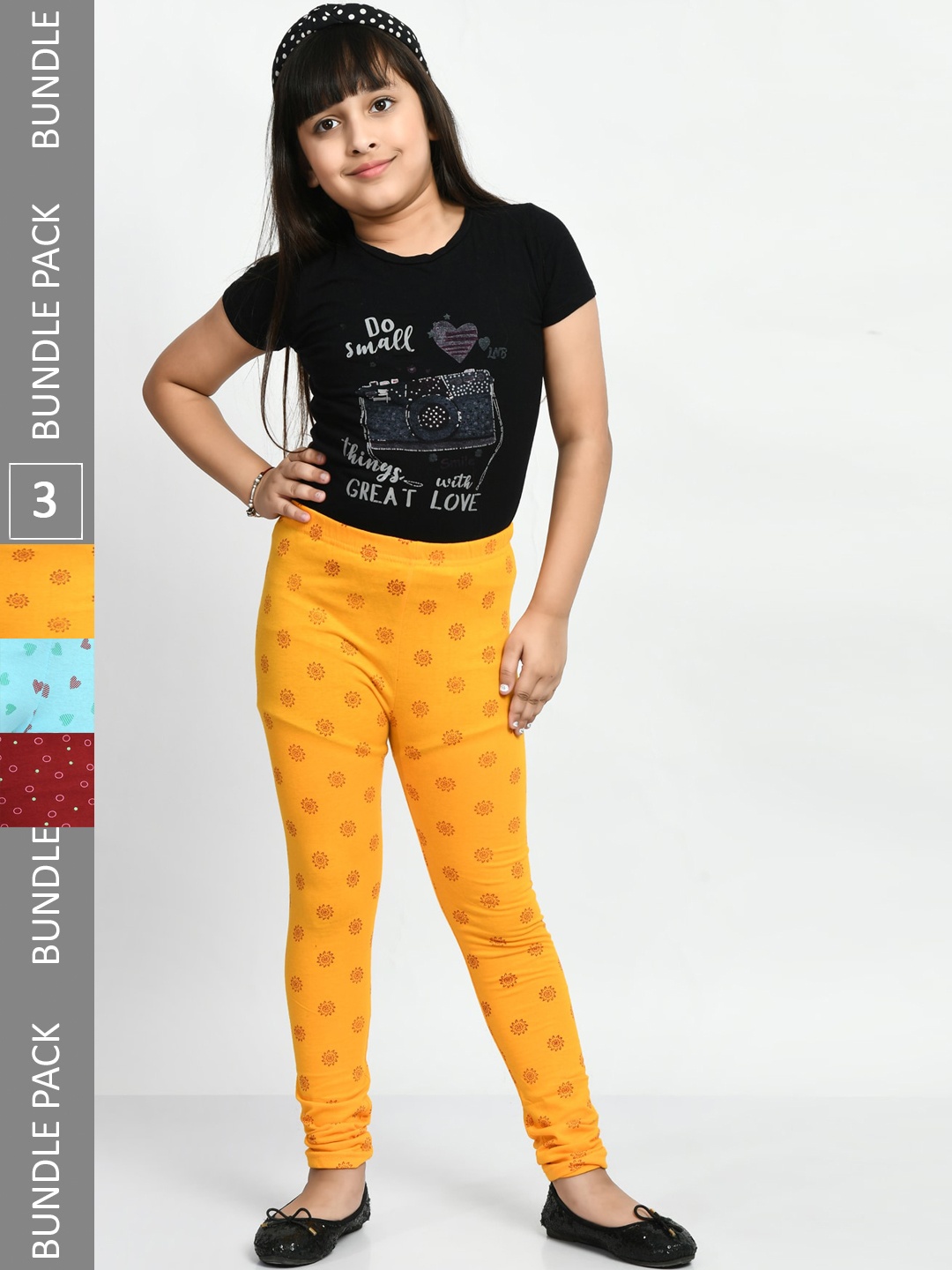 

BAESD Girls Pack Of 3 Printed Pure Cotton Super Soft Churidar-Length Leggings, Brown
