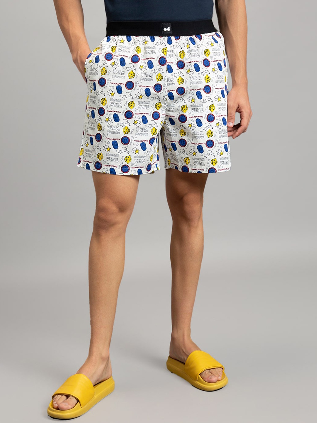 

Bewakoof Men White & Blue Typography Printed Boxers