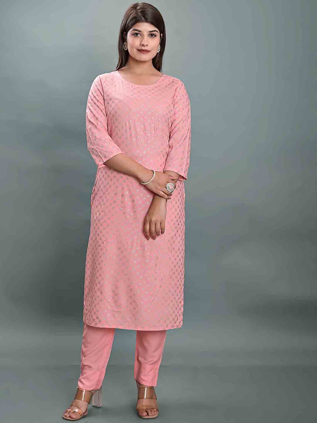 

JAIPUR FASHION MODE Ethnic Motifs Printed Kurta with Trousers, Pink