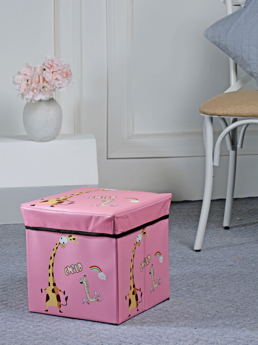 

FABINALIV Kids Pink Printed Foldable Organiser With Lid