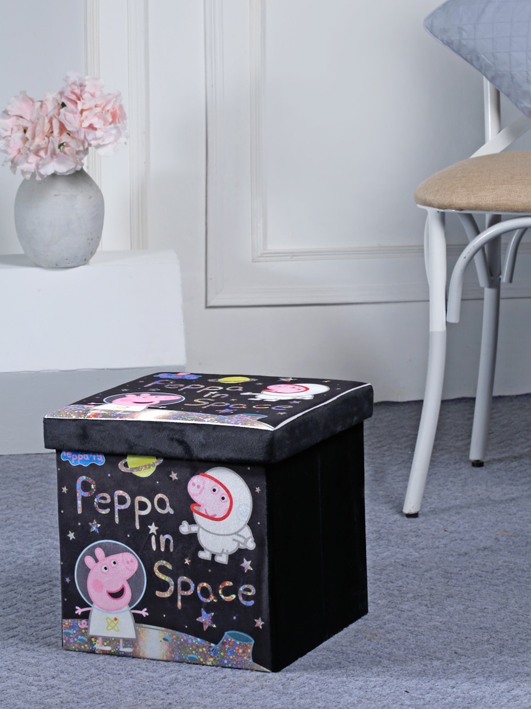 

FABINALIV Kids Black & Pink Printed Foldable Organiser With Lid