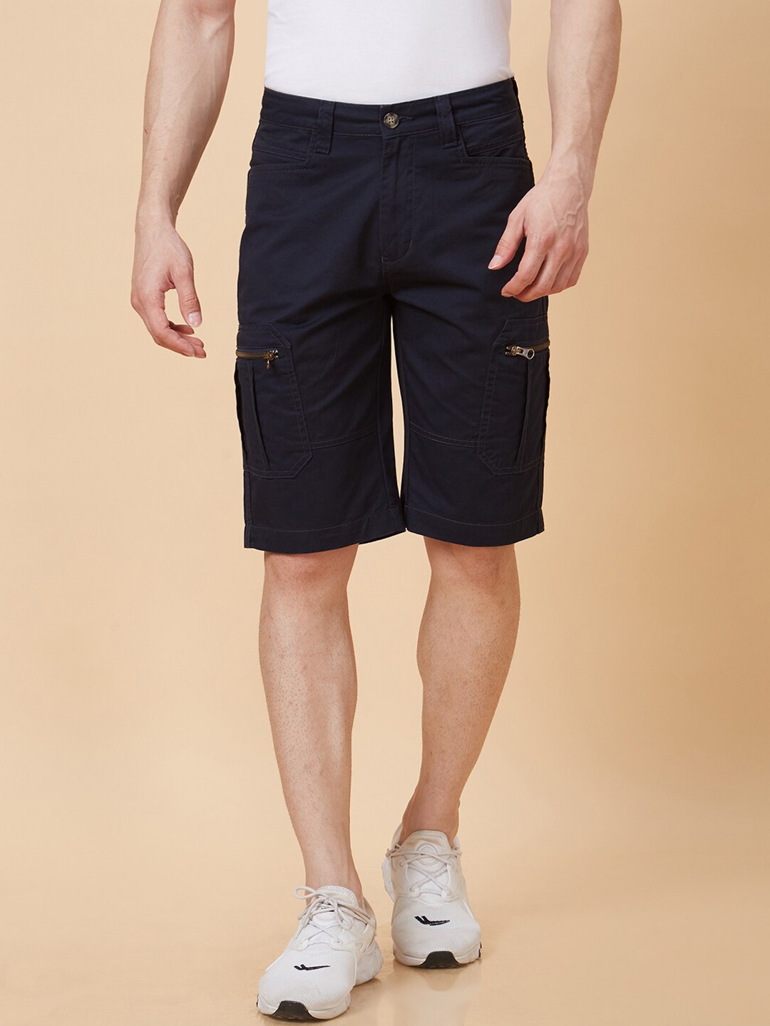 

Globus Men Regular Fit Stretchable Cargo Shorts, Navy blue