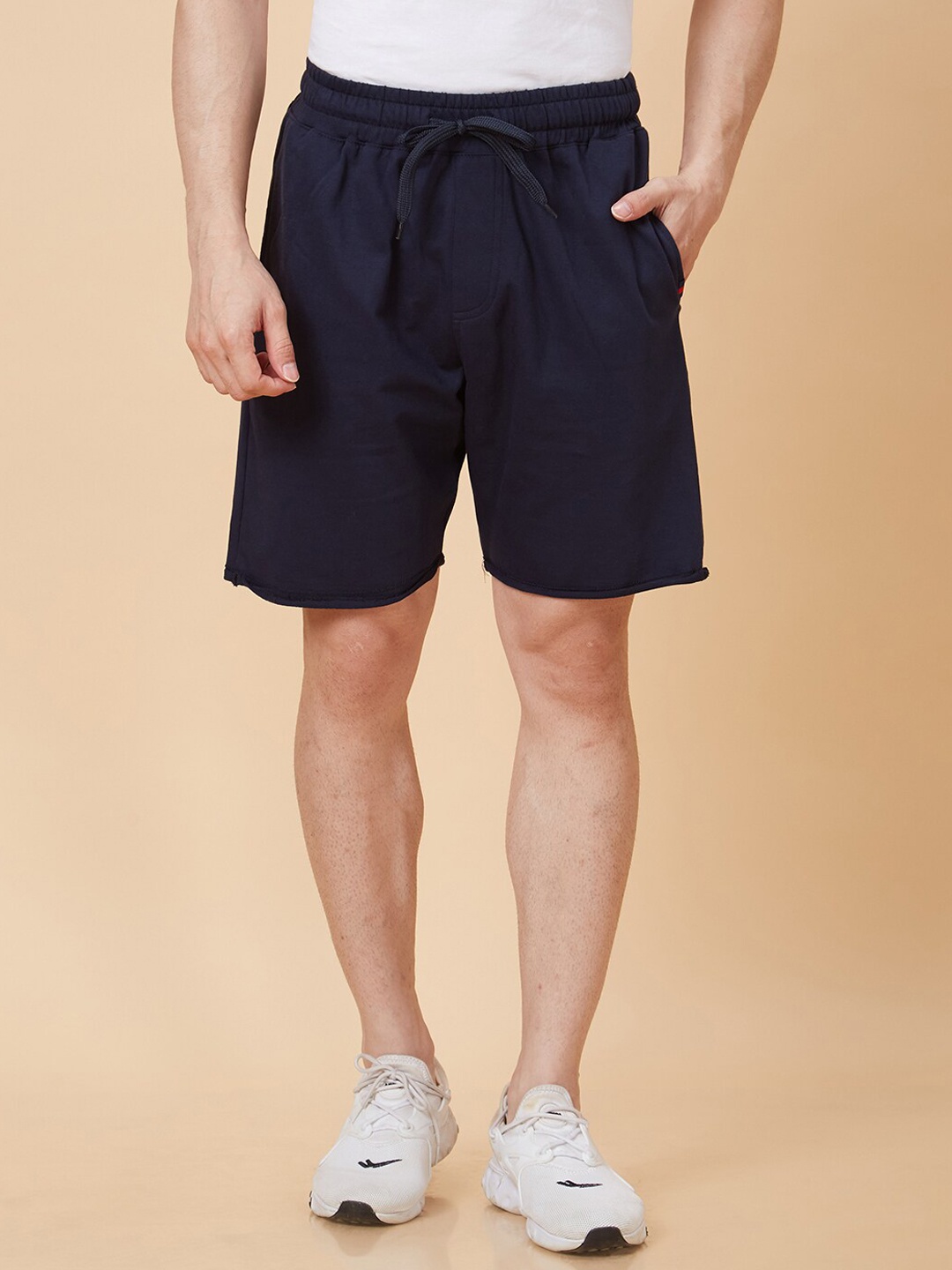 

Globus Men Navy Blue Pure Cotton Running Sports Shorts