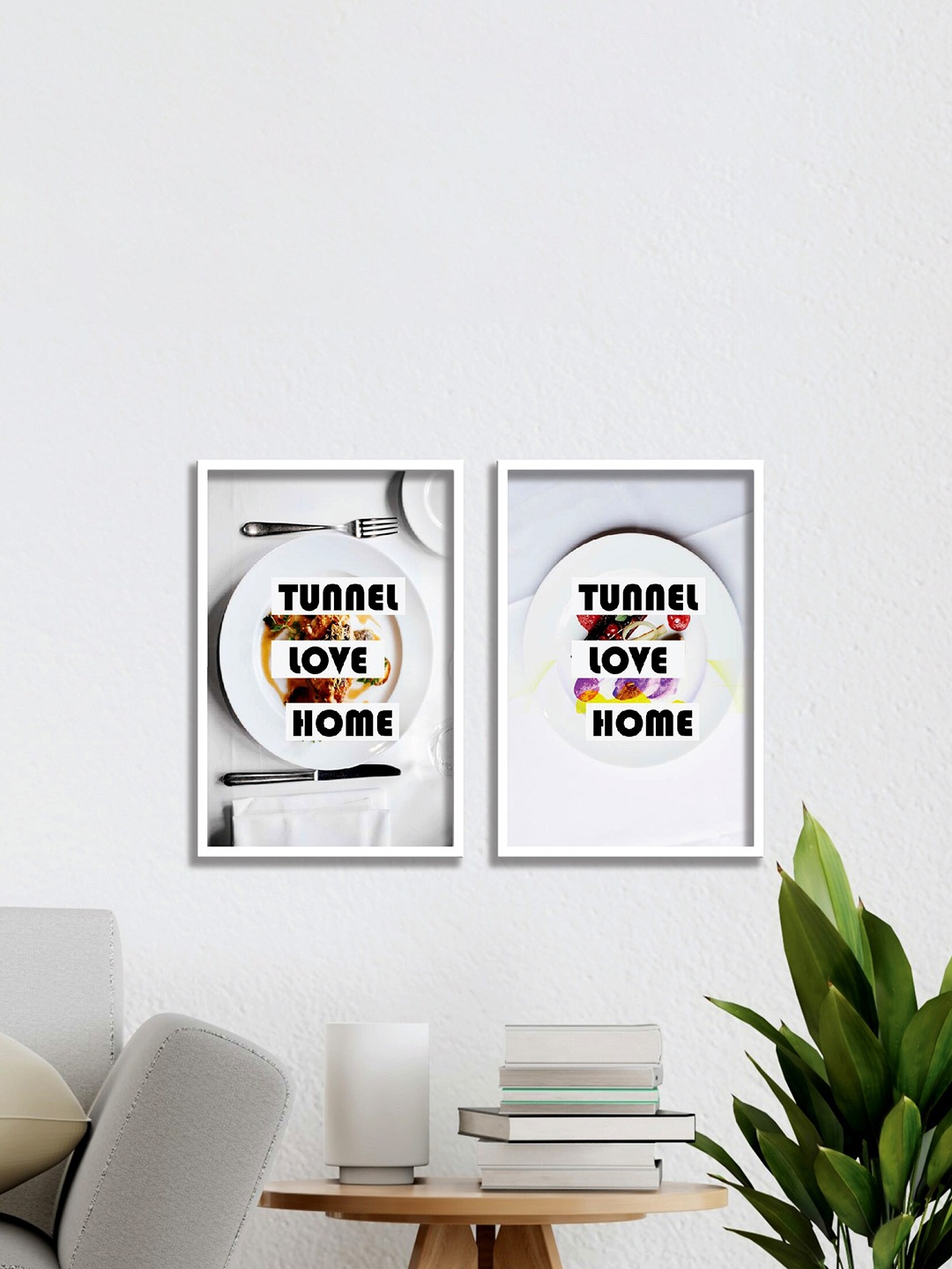 

SAF 3-Pcs White & Black Food Plate Painting Wall Art