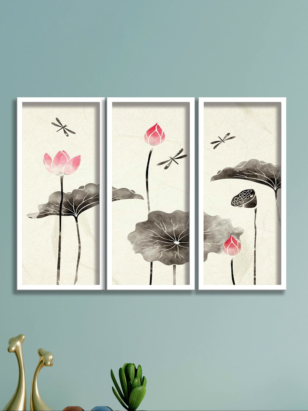 

SAF White & Black 3-Pieces Flower Printed Framed Wall Art