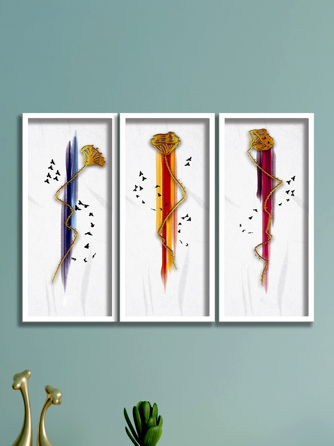

SAF White & Brown 3-Pieces Abstract Printed Framed Wall Art