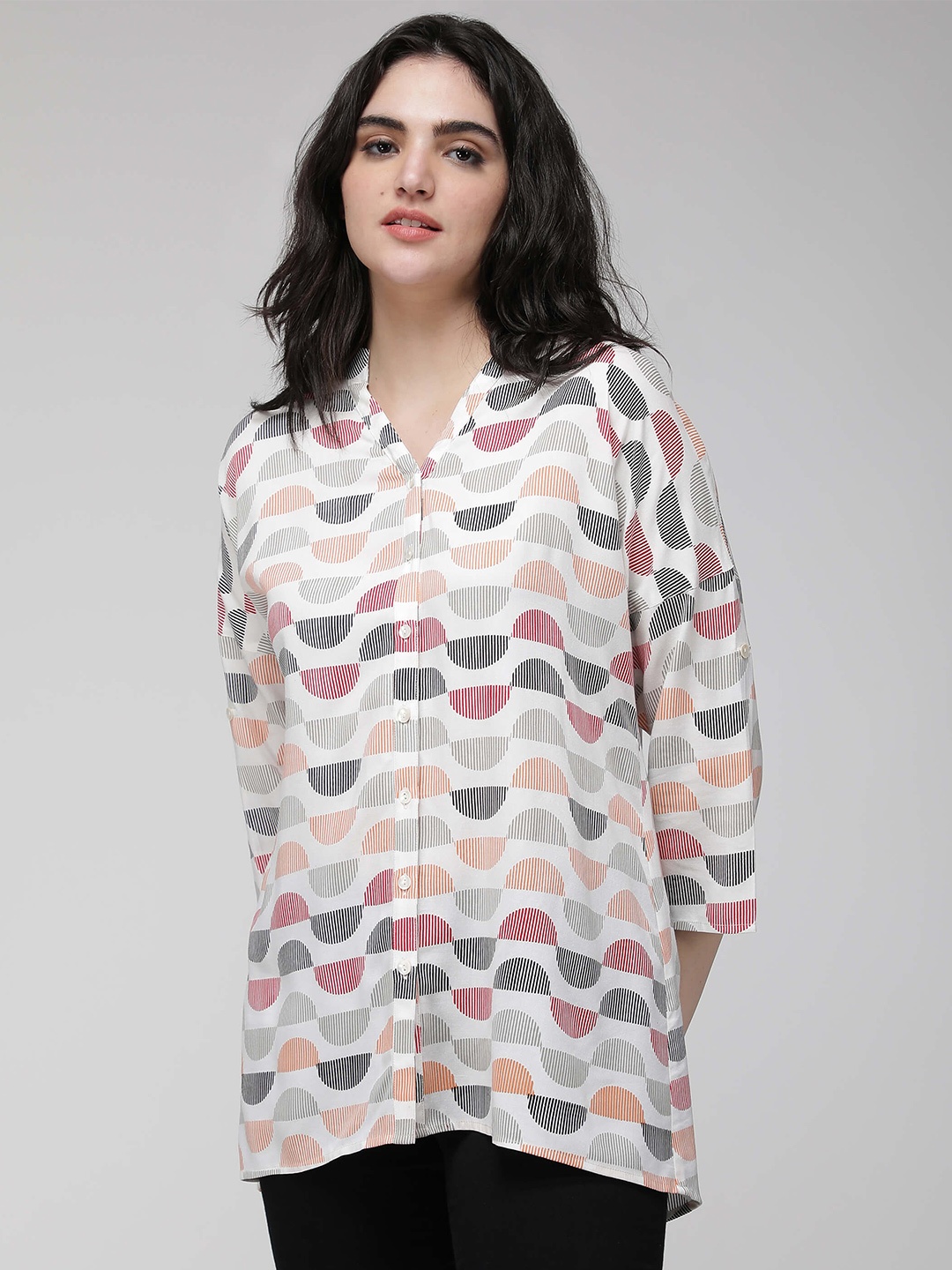 

IDK Printed Shirt Style Top, White