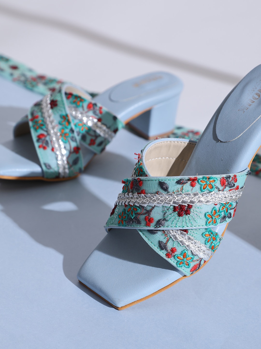 

Anouk Blue Embellished Ethnic Block Heels