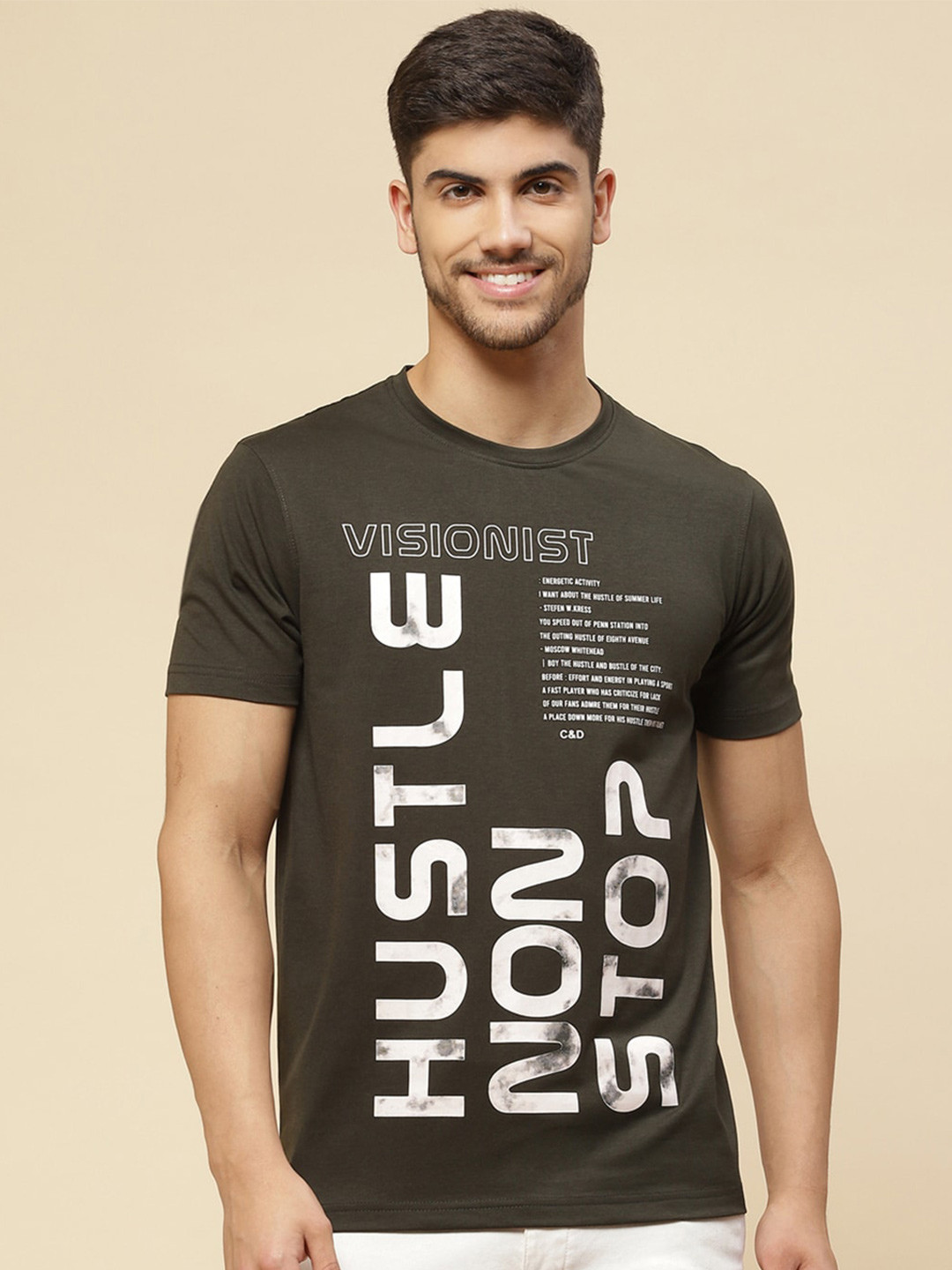 

Cloak & Decker by Monte Carlo Typography Printed Cotton T-shirt, Green