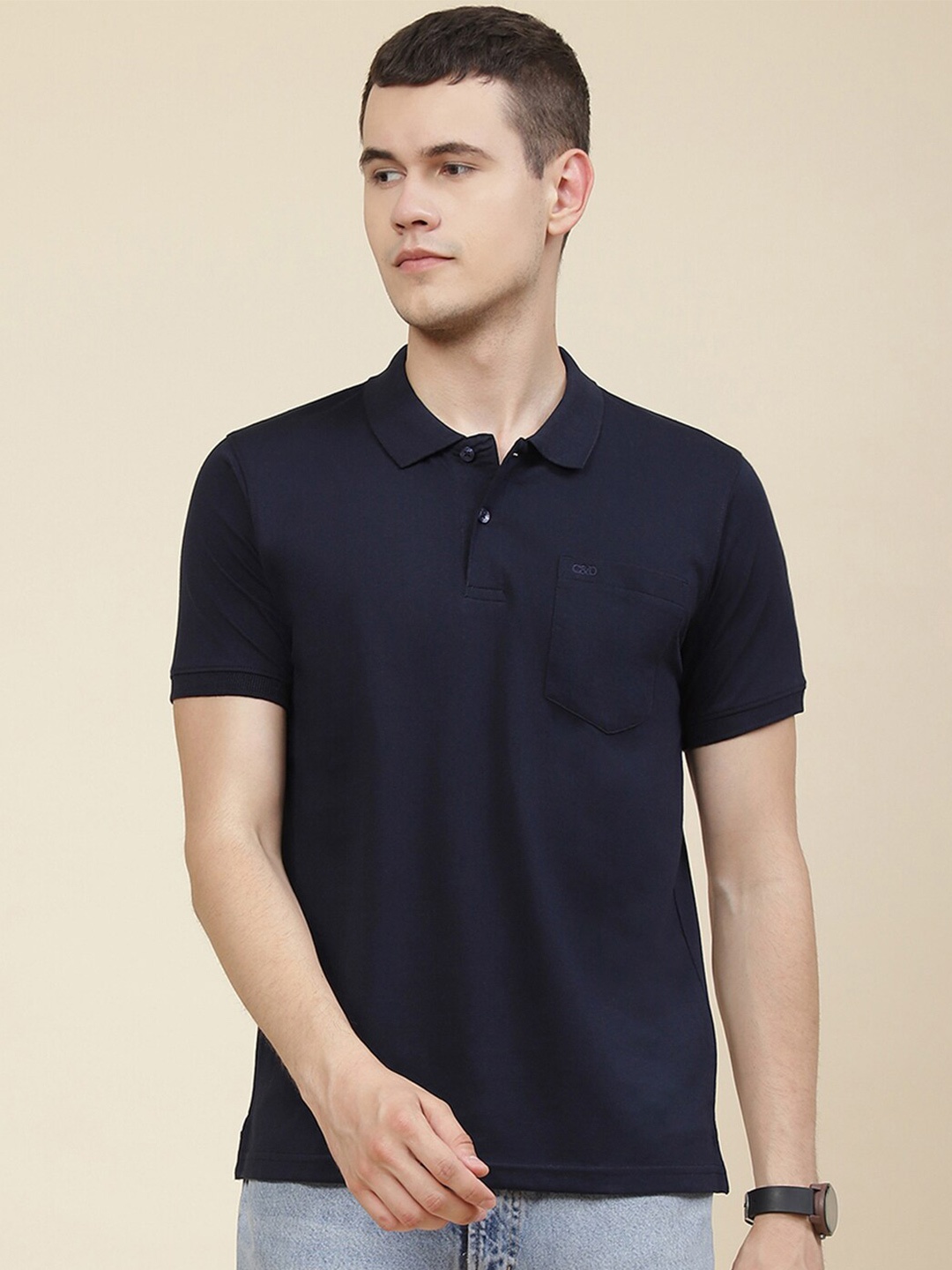 

Cloak & Decker by Monte Carlo Polo Collar Cotton T-shirt, Navy blue