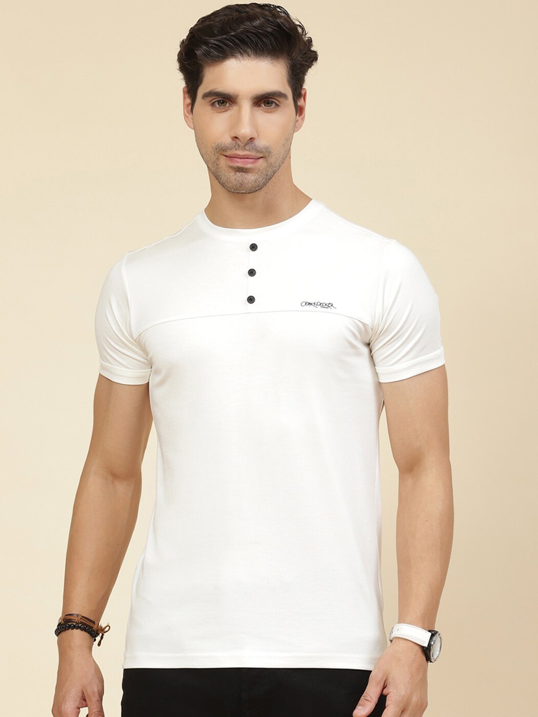 

Cloak & Decker by Monte Carlo Round Neck Cotton T-shirt, White