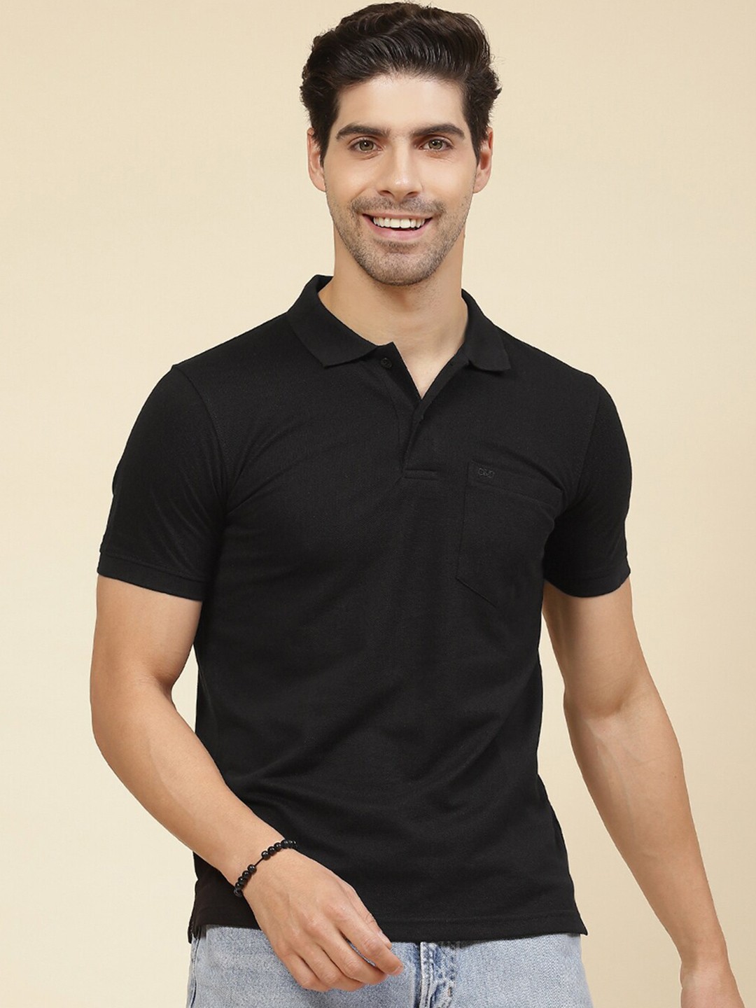 

Cloak & Decker by Monte Carlo Polo Collar Cotton T-Shirt, Black
