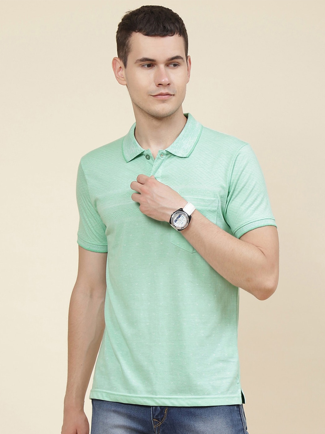 

Cloak & Decker by Monte Carlo Half Sleeve Cotton Polo T-shirt, Green