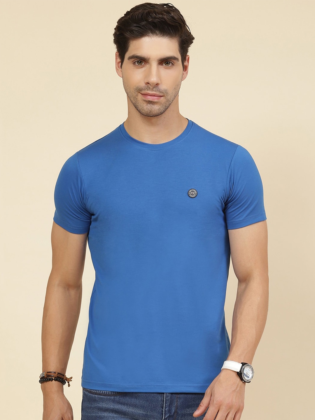

Cloak & Decker by Monte Carlo Round Neck Cotton T-shirt, Blue