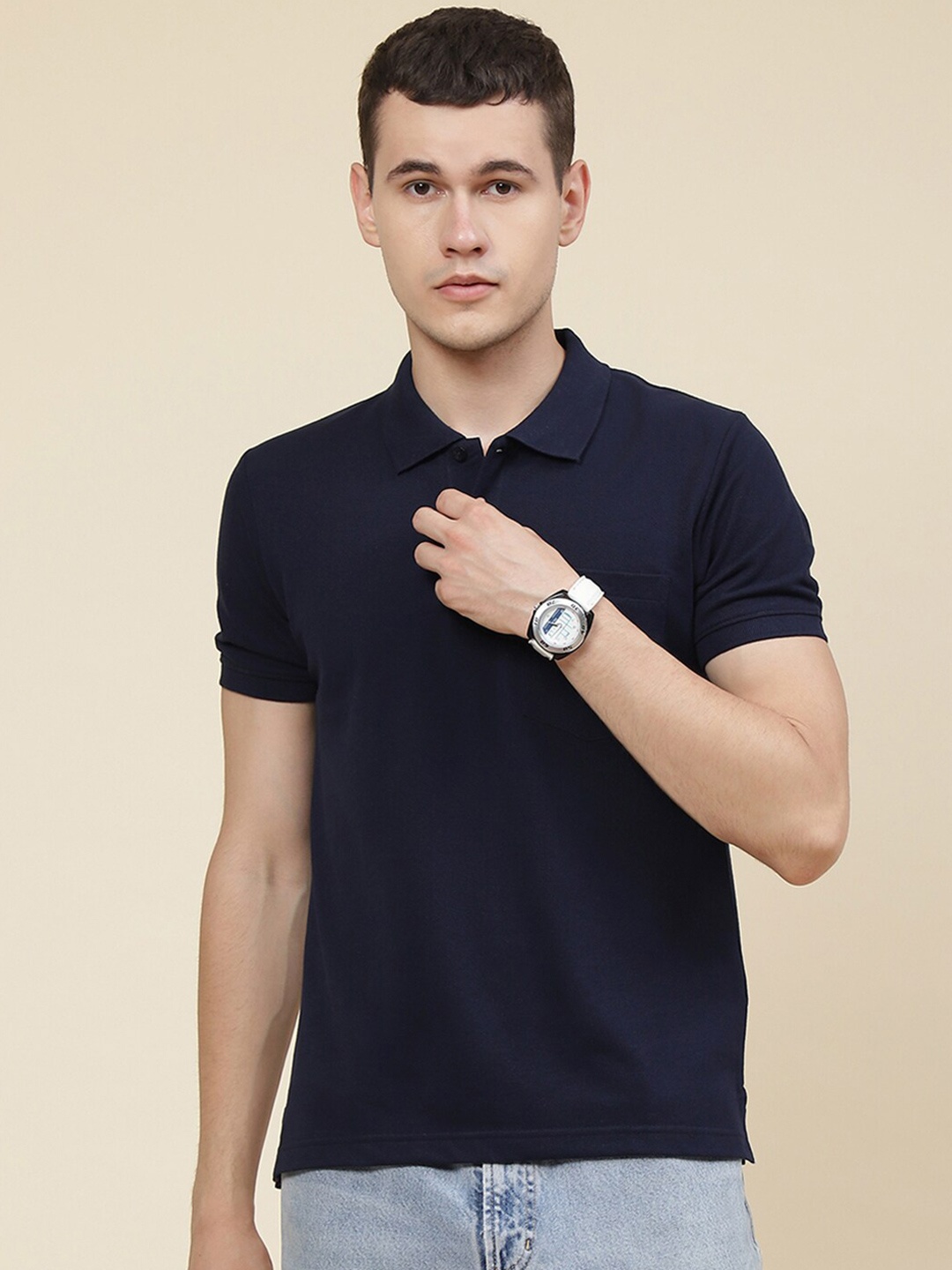 

Cloak & Decker by Monte Carlo Polo Collar Short Sleeves Cotton T-shirt, Navy blue