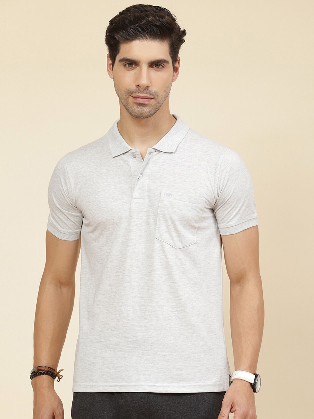 

Cloak & Decker by Monte Carlo Half Sleeve Cotton Polo T-shirt, Grey