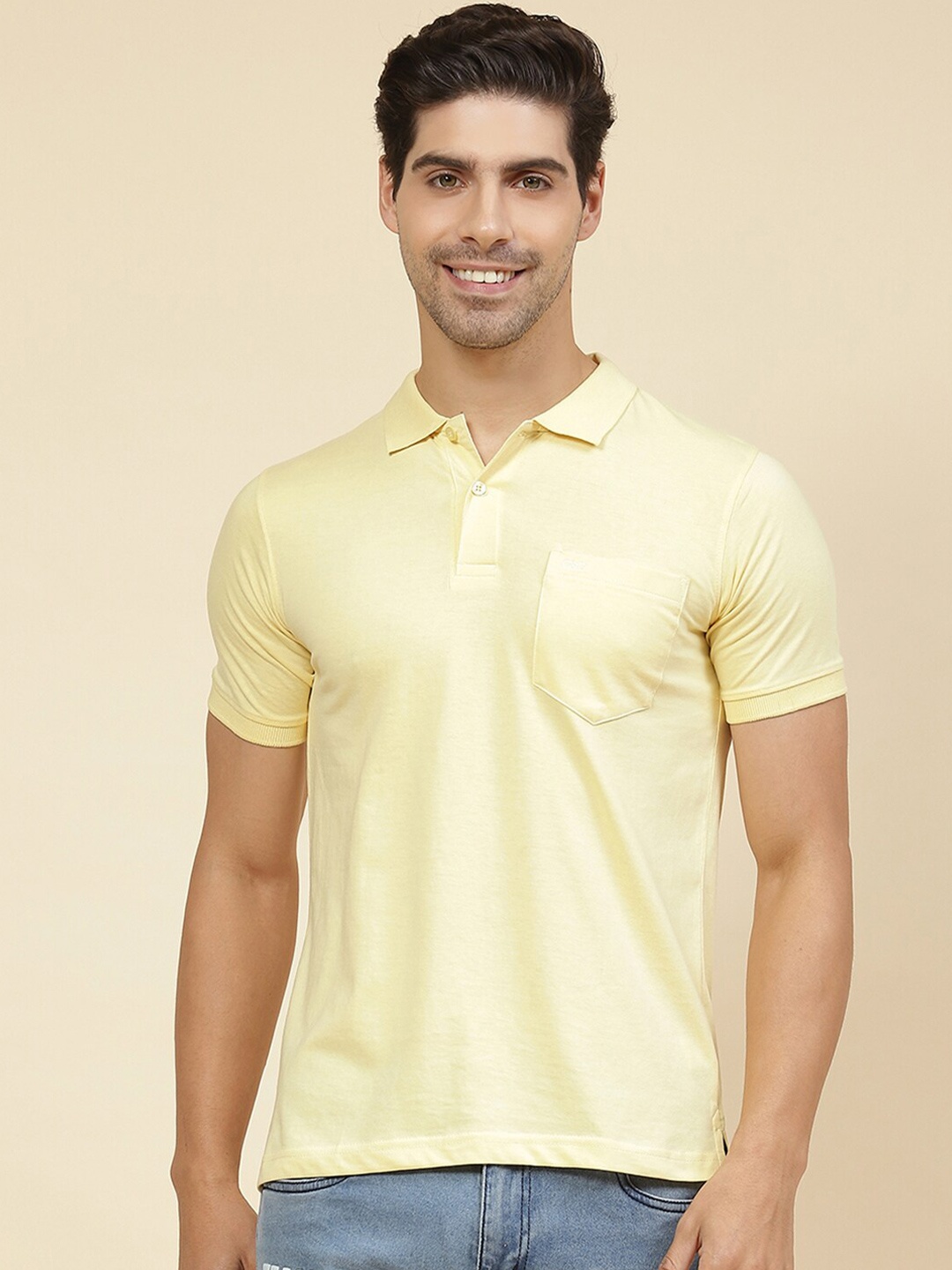 

Cloak & Decker by Monte Carlo Half Sleeve Cotton Polo T-shirt, Yellow