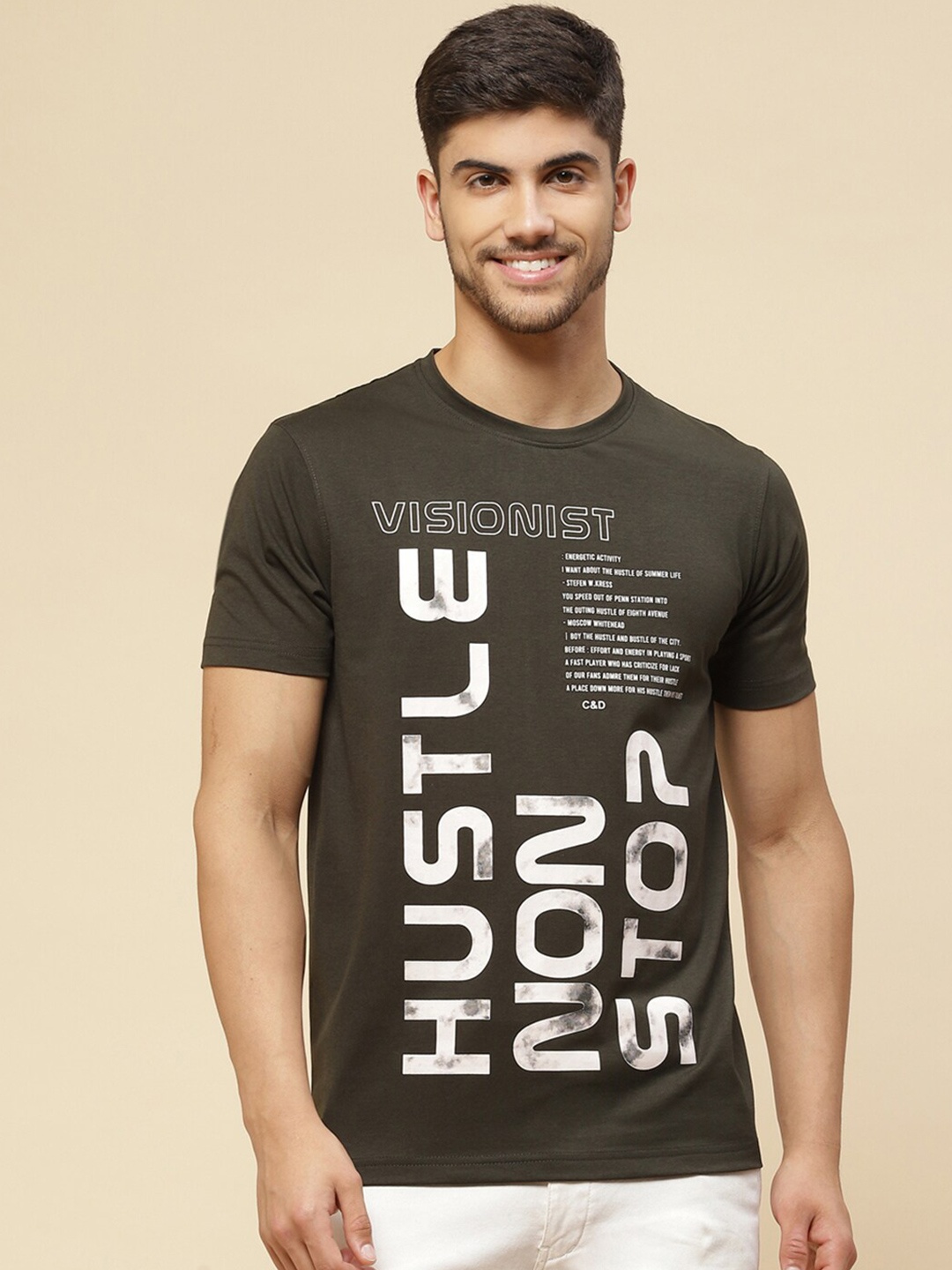 

Cloak & Decker by Monte Carlo Typography Printed Cotton T-shirt, Green