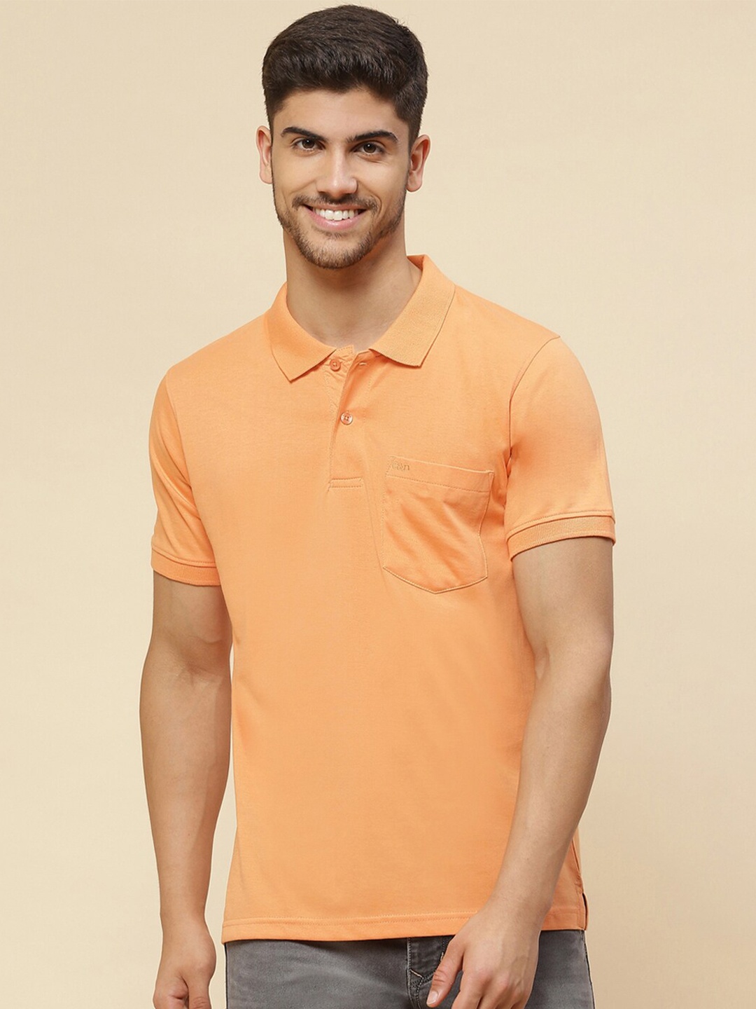 

Cloak & Decker by Monte Carlo Men Orange Polo Collar Cotton T-Shirt