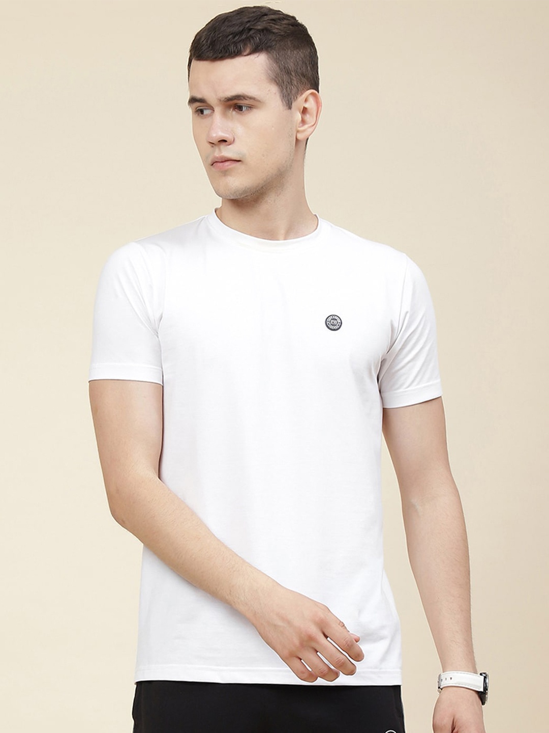 

Cloak & Decker by Monte Carlo Round Neck Half Sleeve Cotton T-shirt, White