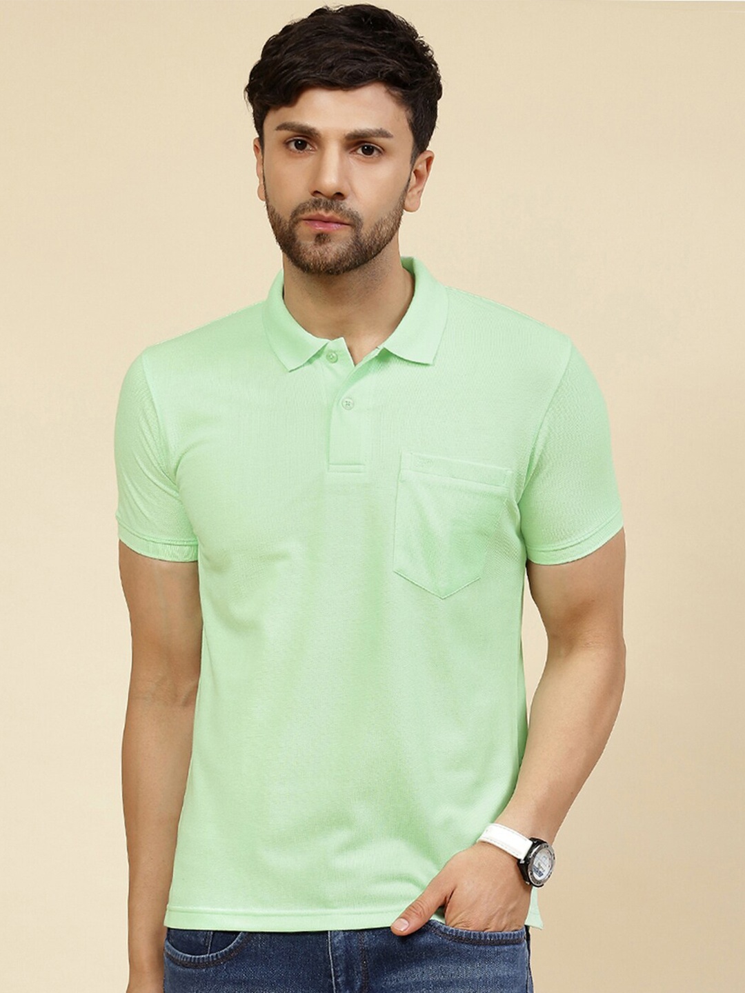 

Cloak & Decker by Monte Carlo Polo Collar Cotton T-shirt, Green